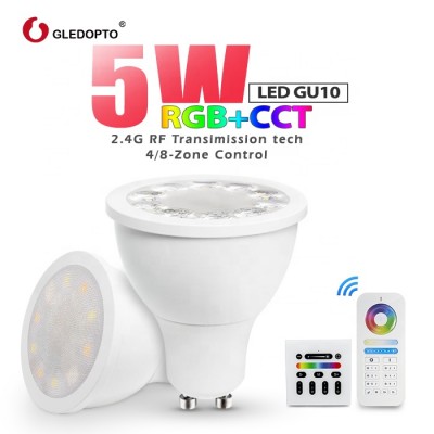 5W GU10 MR16 2.4G RF controlled mi light rgb cct spotlight with CE RoHs approved