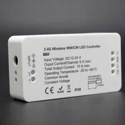 2.4g RF Temperature CCT white light adjustable Wireless led controller for two color led strip