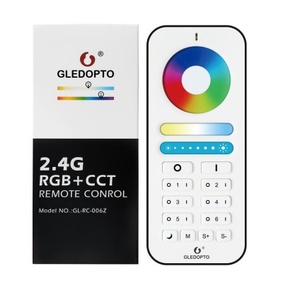 Gledopto 2.4G RGB+CCTRF touch colour remote 6-zone for zigbee GU10 ambiance spot/ceiling recessed light/led projector/yard lamp